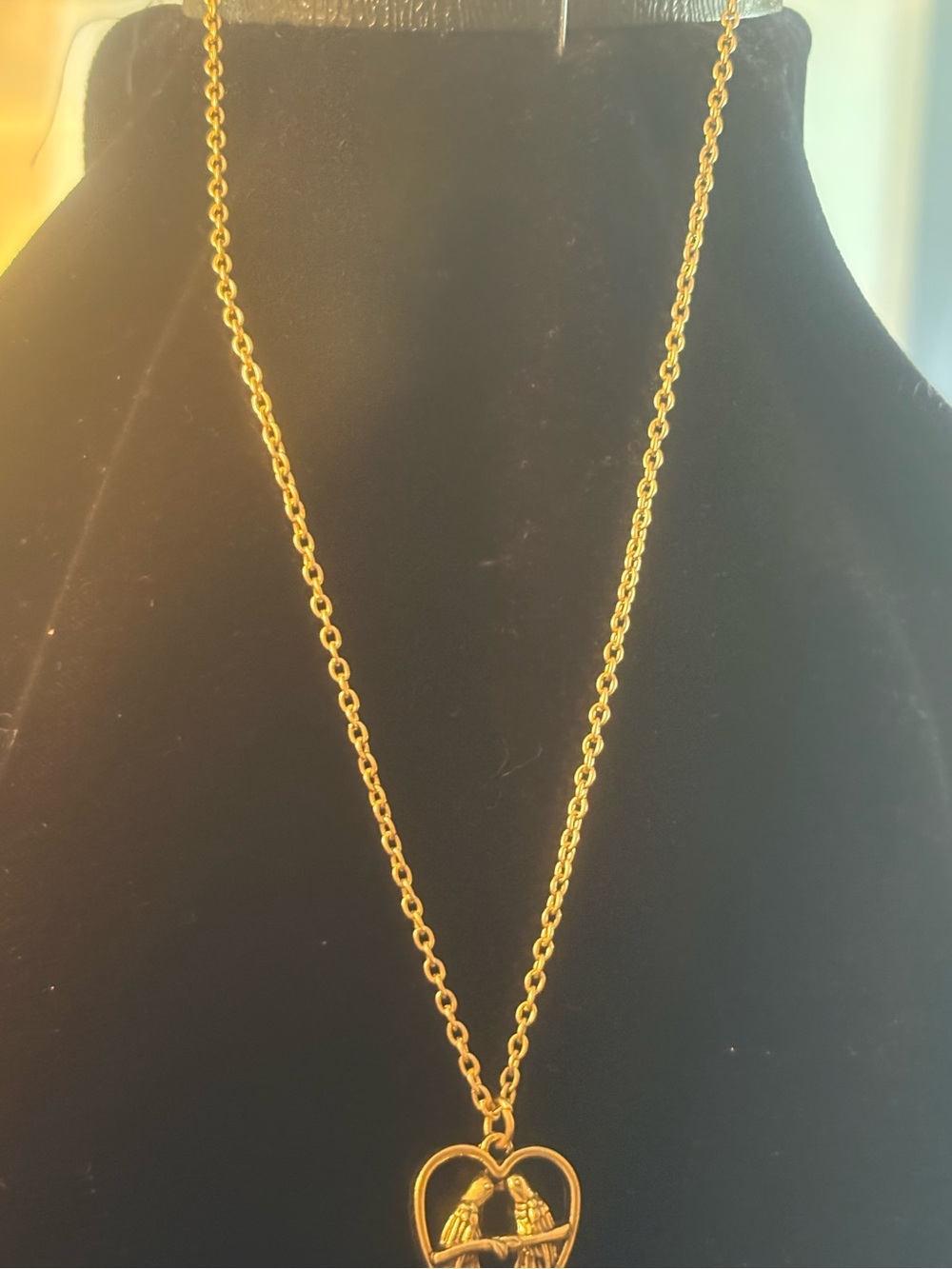 Gold /copper tone Heart Pendant Necklace with Dove Detail - Women Jewelry
